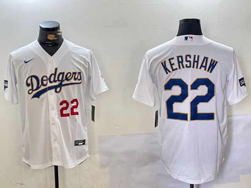 Men Los Angeles Dodgers #22 Kershaw White Game 2024 Nike MLB Jersey style 3->->MLB Jersey